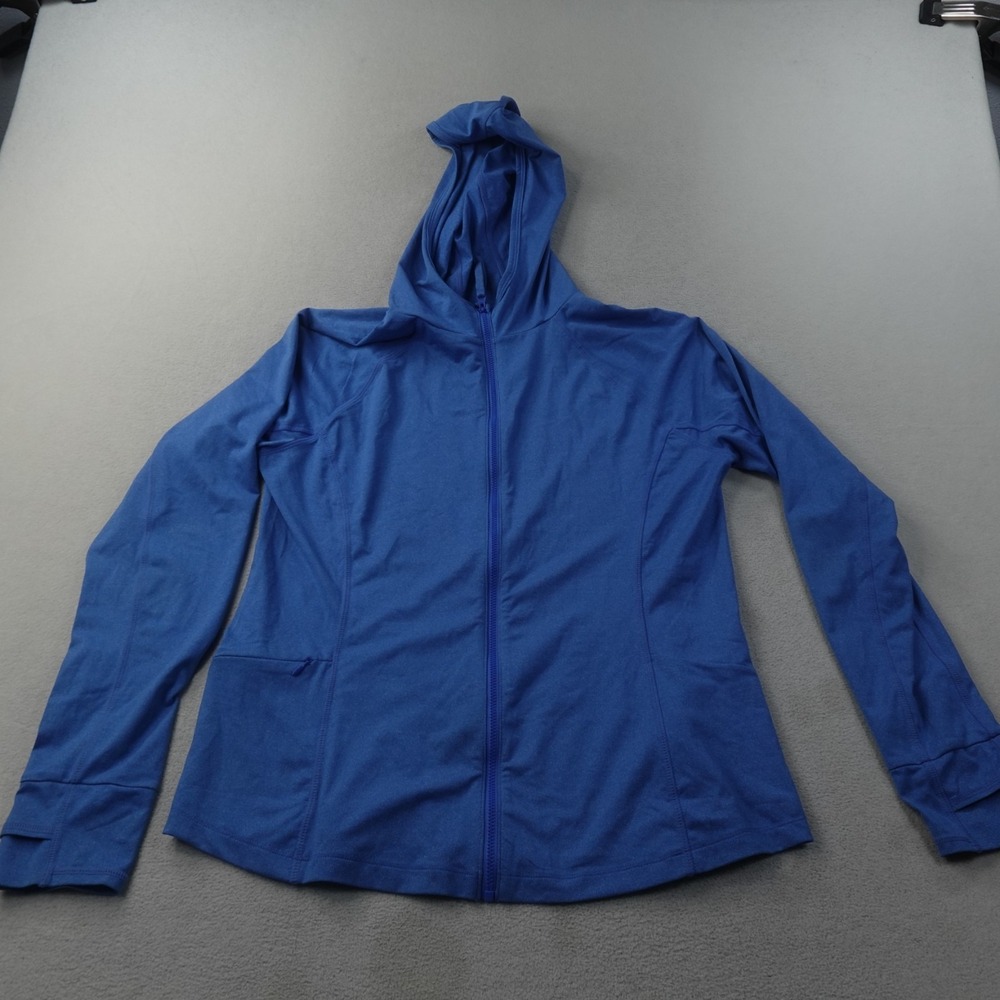Title Nine Sunbuster 2.0 Hoodie Womens Large Blue UPF 50 Full Zip Sun Shirt